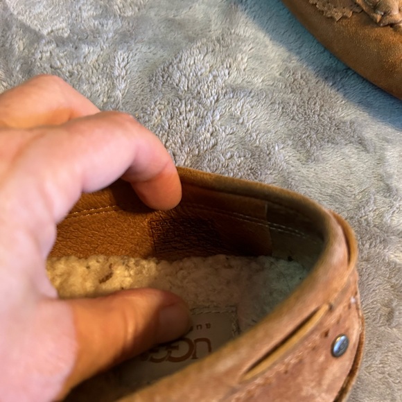 UGG Sz 8 Roni Moccasin Slipper Suede Leather Loafer Shoes Chestnut Brown Women’s - Picture 13 of 16